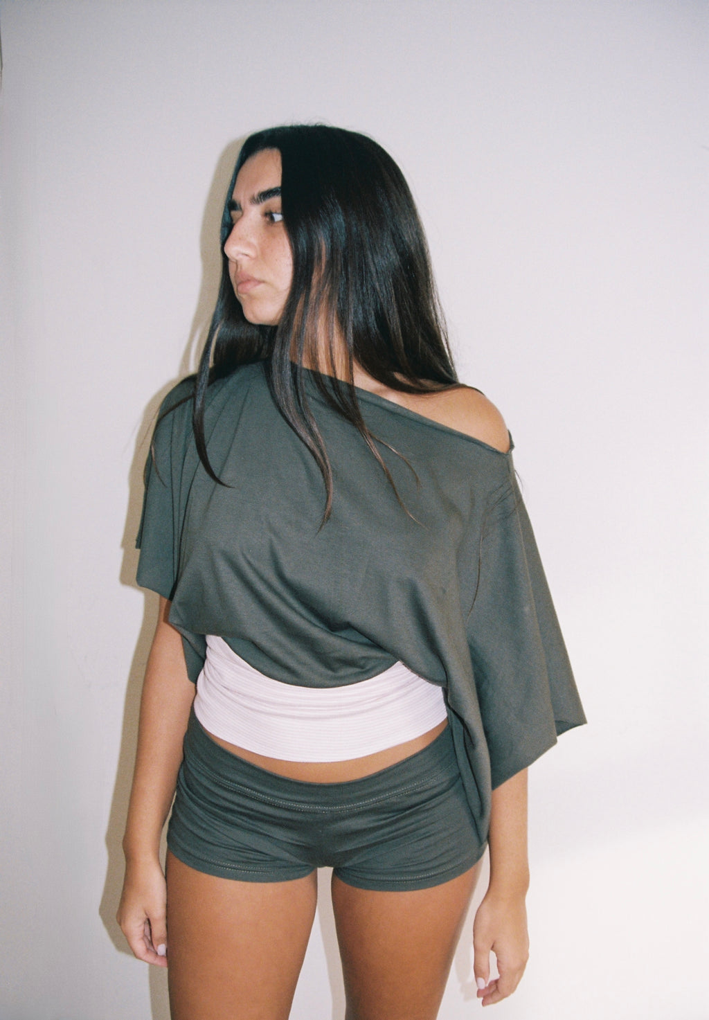 THE top in pink stripes&olive brown